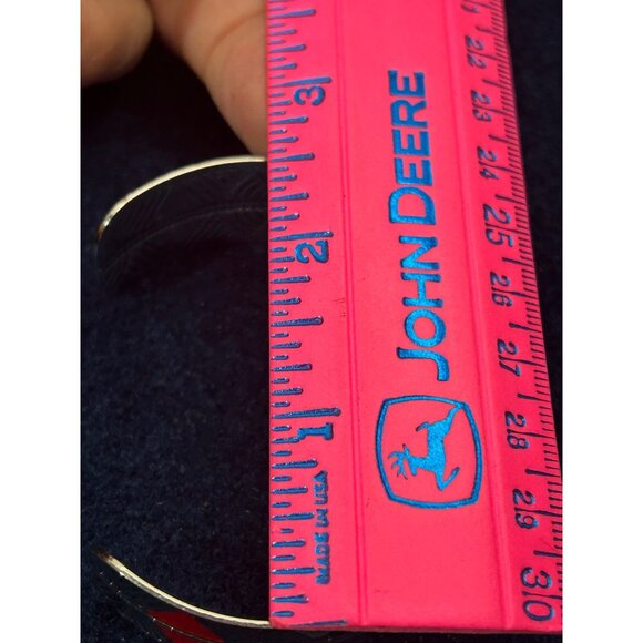 Silver tone & Red Enamel Geometric Design Cuff Bracelet Paparazzi Hidden Glyphs - Picture 6 of 8